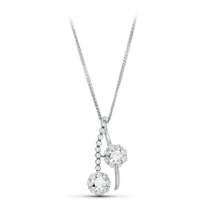 18K GARGANTILLA 45CM ORO BLANCO JUEGO DE NOVIA CIRCONITA MOTIVO 26X14 MM