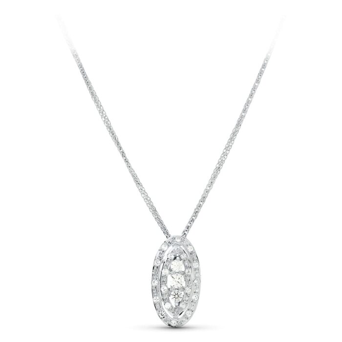 18K GARGANTILLA 45CM ORO BLANCO JUEGO NOVIA CIRCONITA MOTIVO OVAL 19X8 MM