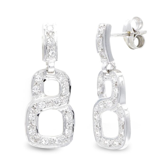 18K PENDIENTES ORO BLANCO LARGOS CIRCONITA CIERRE PRESION