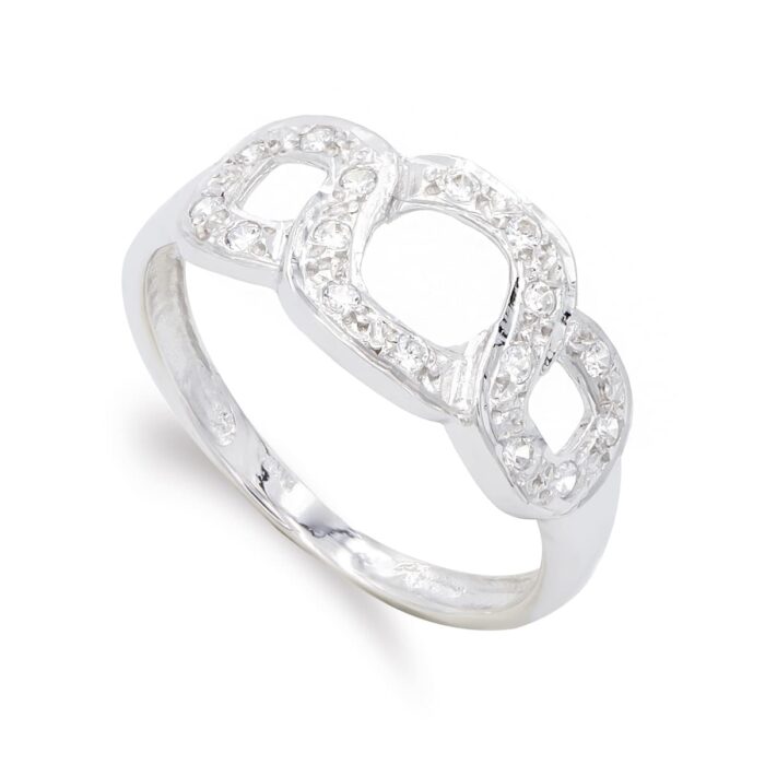 18K SORTIJA ORO BLANCO Y CIRCONITAS. ANCHO: 9,5 MM