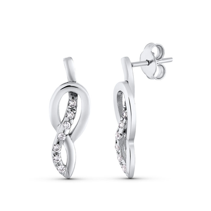 18K PENDIENTES ORO BLANCO CIRCONITA 23X7 MM CIERRE PRESION