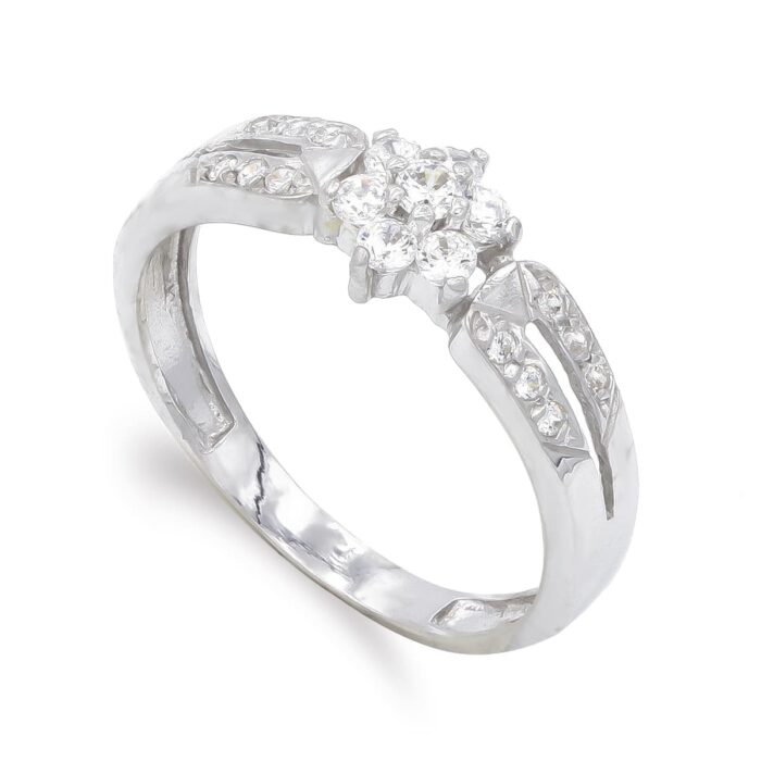 18K SORTIJA ORO BLANCO CON CIRCONITAS. ANCHO: 6,5 MM