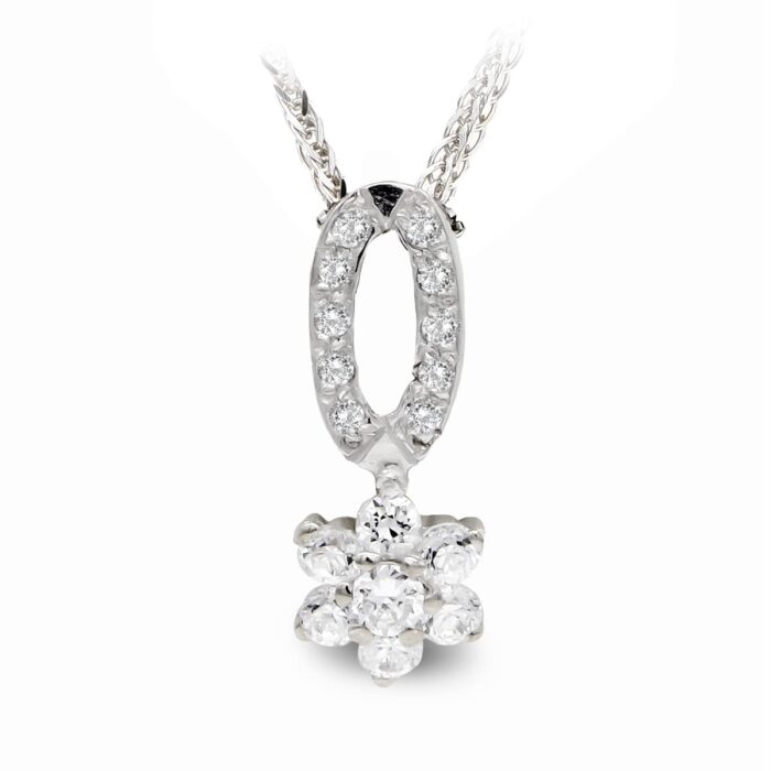 18K COLLAR ORO BLANCO Y CIRCONITAS 45CM