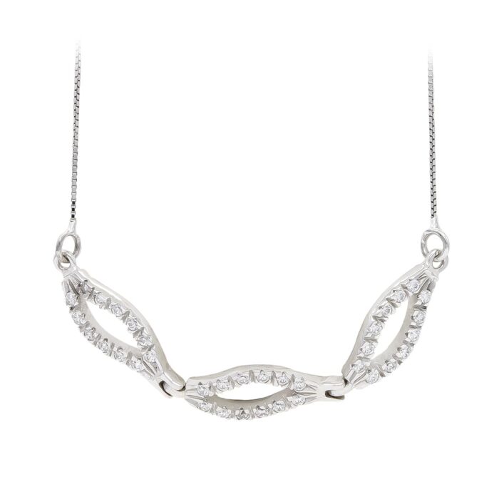 18K GARGANTILLA ORO BLANCO Y CIRCONITAS