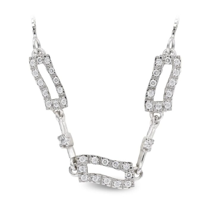 18K GARGANTILLA ORO BLANCO LARGO Y CIRCONITAS