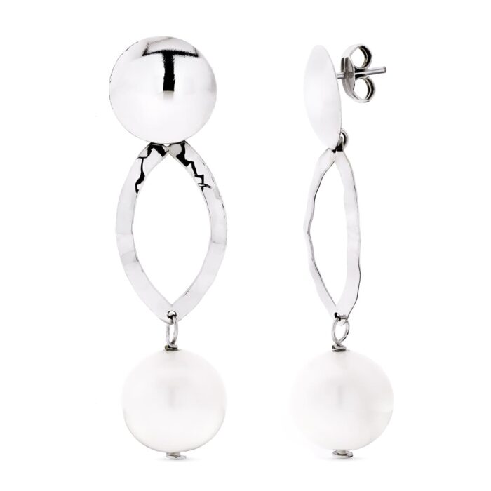 18K PENDIENTES ORO BLANCO PERLA CULTIVADAS CIERRE PRESION