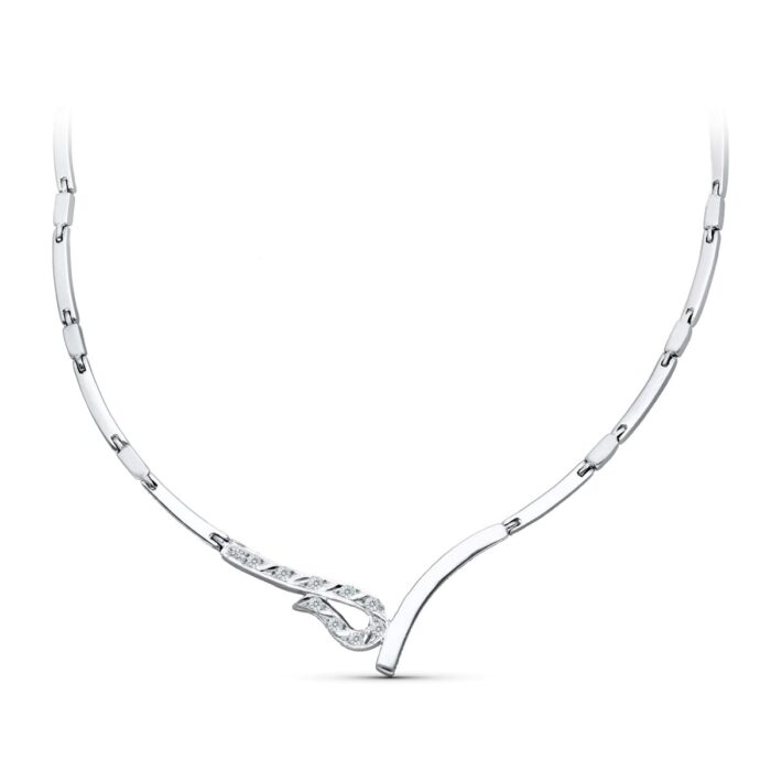18K GARGANTILLA ORO BLANCO JUEGO NOVIA CIRCONITA 45CM CIERRE MOSQUETON