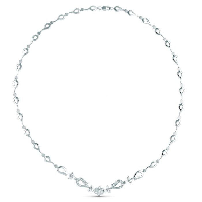 18K GARGANTILLA ORO BLANCO JUEGO NOVIA ARTICULADO 42CM CIERRE MOSQUETON