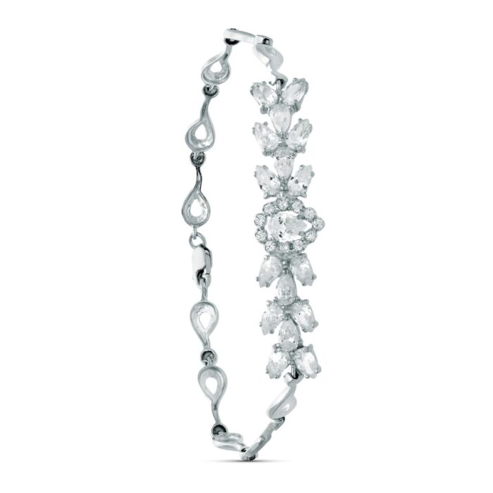 18K PULSERA ORO BLANCO JUEGO NOVIA CIRCONITA 18.50CM CIERRE MOSQUETON