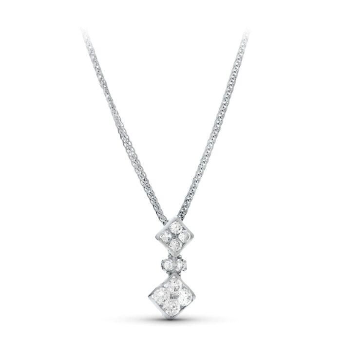 18K GARGANTILLA ORO BLANCO 45CM JUEGO NOVIA MOTIVO ROMBO 16X7 MM
