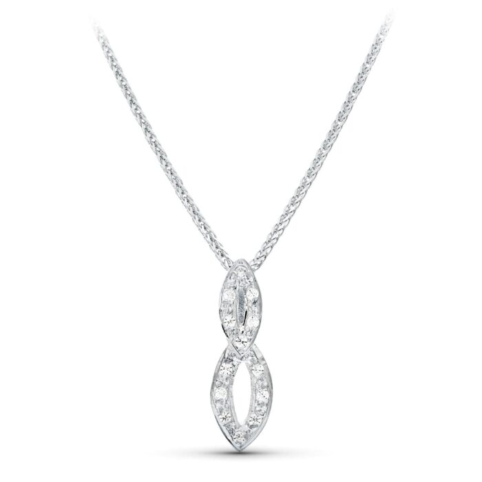 18K GARGANTILLA ORO BLANCO 45CM JUEGO NOVIA MOTIVO 20X9 MM CIRCONITAS