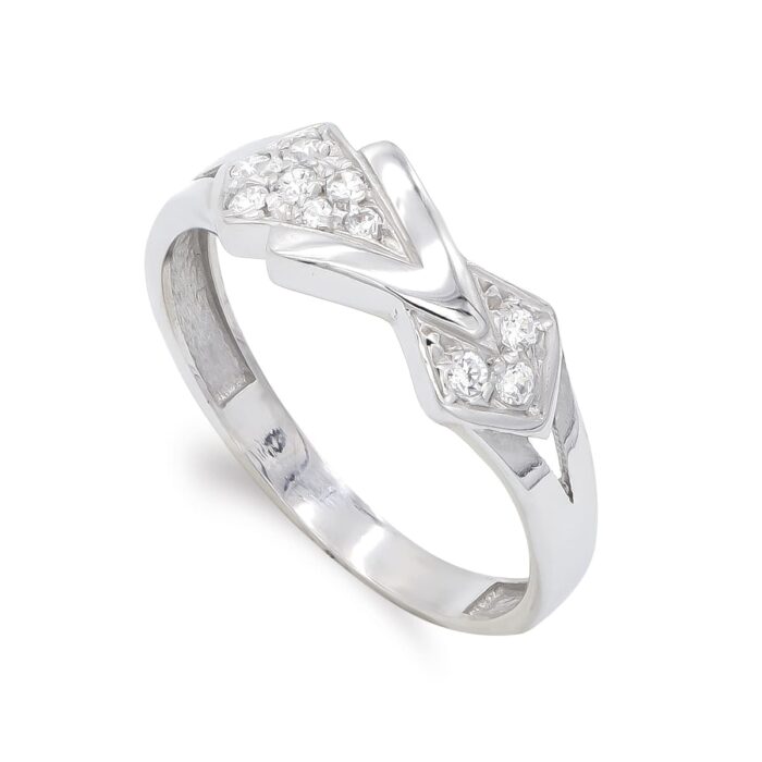 18K SORTIJA ORO BLANCO MOTIVO CON CIRCONITAS. ANCHO: 6,5 MM