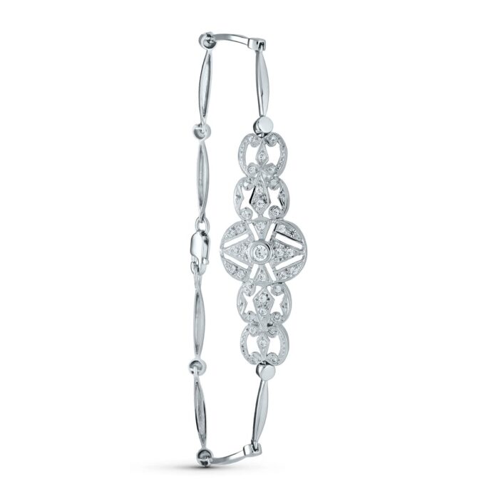 18K PULSERA ORO BLANCO SEMIRIGIDA CIRCONITA 18CM CIERRE MOSQUETON