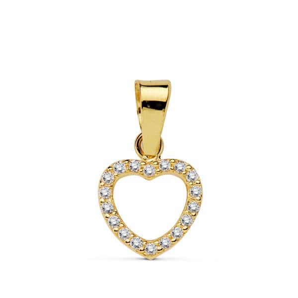 18K COLGANTE ORO AMARILLO CORAZON CIRCONITA 8 CM
