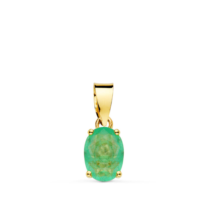 18K COLGANTE ORO AMARILLO GARRAS PIEDRA CUARZO VERDE 8 X 6 MM