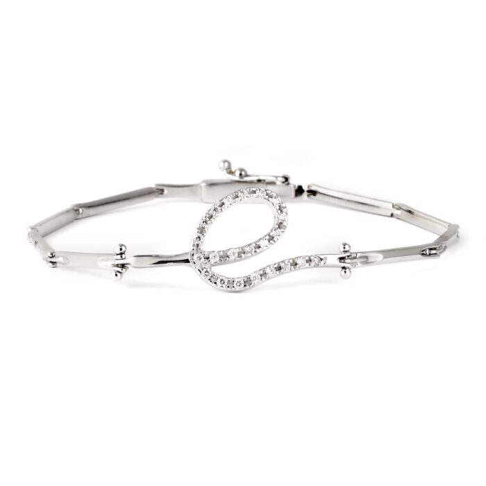 18K PULSERA ORO BLANCO ESLABONES CON CIRCONITAS