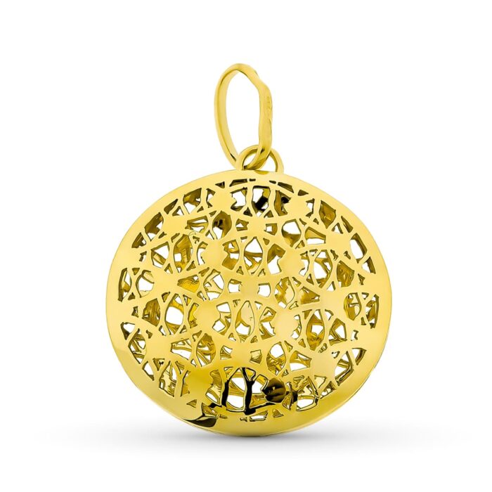 18K COLGANTE ORO AMARILLO CIRCULO CALADO 27X24 MM