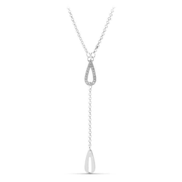 18K GARGANTILLA ORO BLANCO GOTA CON CIRCONITAS