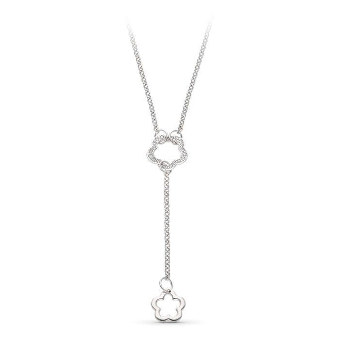 18K GARGANTILLA ORO BLANCO MOTIVO FLOR