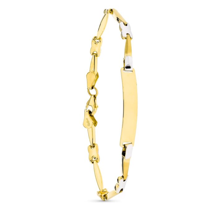 18K ESCLAVA ORO BICOLOR MATE Y BRILLO 18CM