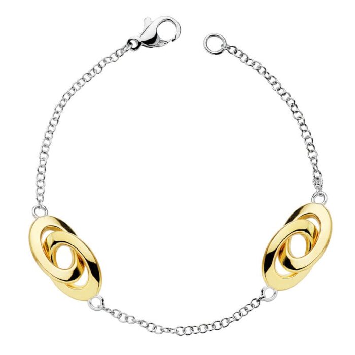 18K PULSERA HUECA ORO BICOLOR 19CM