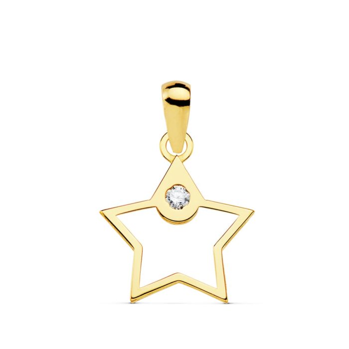 18K COLGANTE ORO AMARILLO ESTRELLA CIRCONITA 12X12 MM