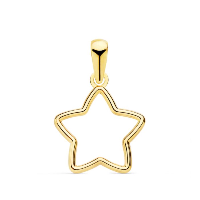 18K COLGANTE ORO AMARILLO ESTRELLA CERCO LISO 12.5X12.5 MM