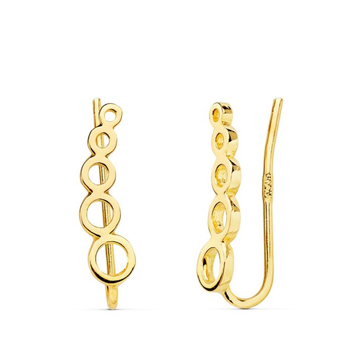 18K PENDIENTES ORO AMARILLO TREPADORES 14X3.5 MM CIRCULOS