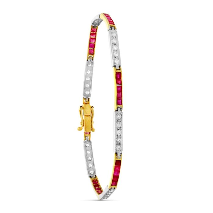 18K PULSERA ORO BICOLOR RIGIDA CIRCONITAS