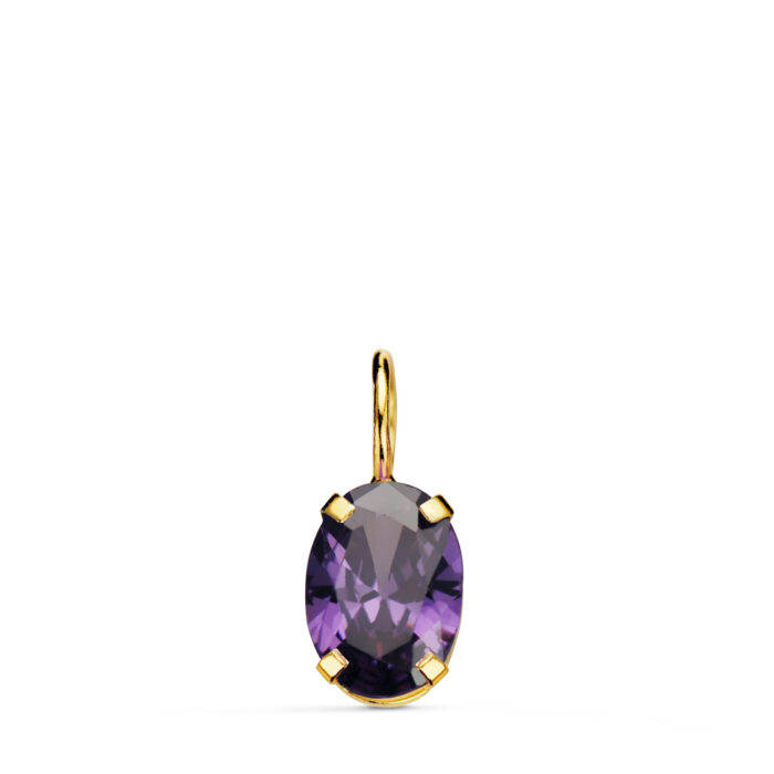 18K COLGANTE ORO AMARILLO OVAL PIEDRA COLOR AMATISTA 7 X 5 MM.