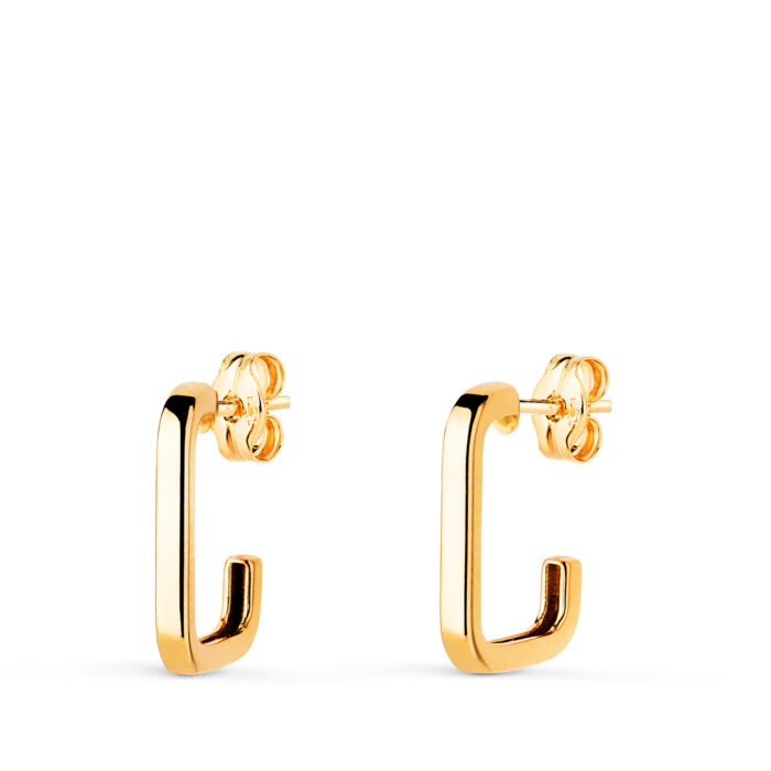 18K PENDIENTES ORO AMARILLO ARO RECTANGULAR ABIERTO. MEDIDA: 14X10 MM. GROSOR: 1,8 MM. CIERRE PRESION