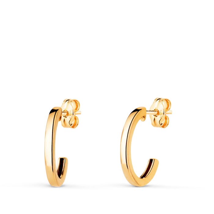 18K PENDIENTES ORO AMARILLO ARO OVALES ABIERTOS. MEDIDA: 14X9 MM. GROSOR: 1,8 MM.CIERRE PRESION