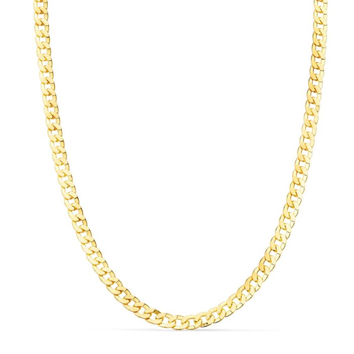 18K CADENA ORO AMARILLO MACIZA BARBADA LARGO 60CM ANCHO 3.75 MM