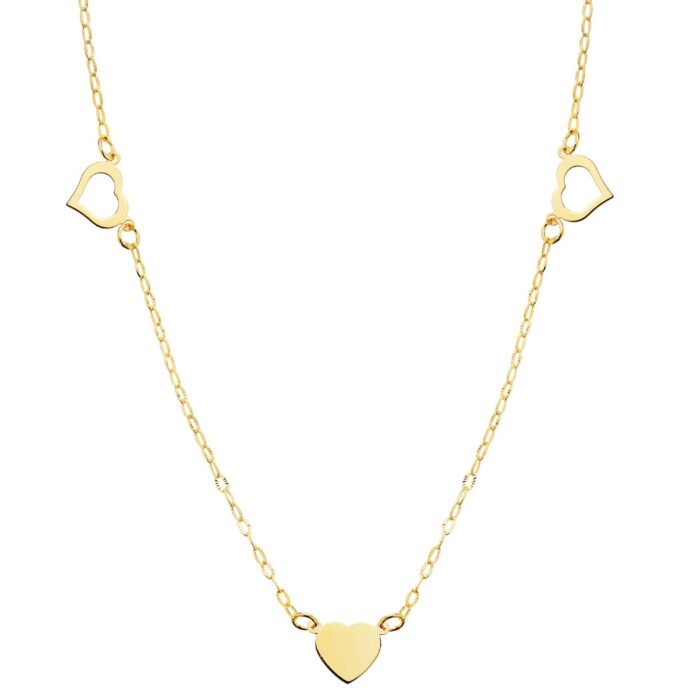 18K COLLAR ORO AMARILLO CORAZONES 7X6 MM 40CM