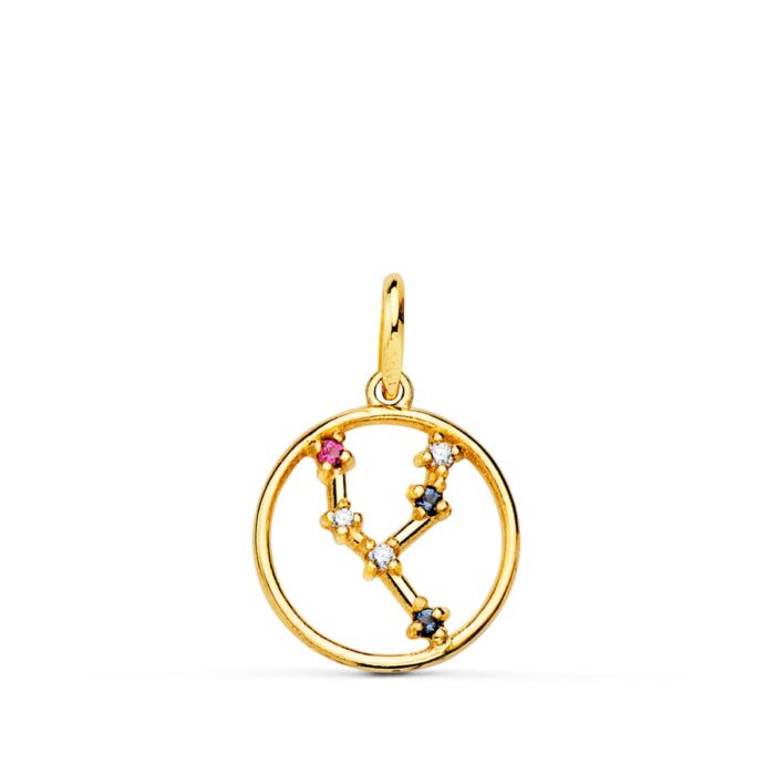 18K HOROSCOPO ORO AMARILLO TAURO CONSTELACIONES CIRCONITA COLOR 12 MM