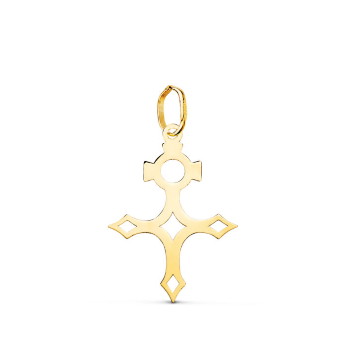 18K COLGANTE ORO AMARILLO CRUZ DEL SUR SILUETA EN BRILLO. 22 X 15 MM