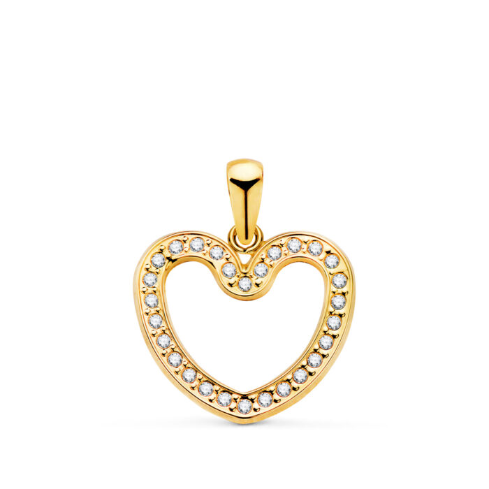 18K COLGANTE ORO AMARILLO CORAZON CERCO CON CIRCONITA 16X14,5 MM