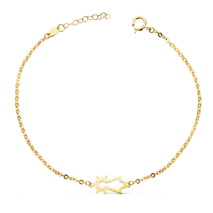 18K PULSERA ORO AMARILLO SILUETA VIRGEN PILAR 15X6 MM. LARGO: 17-3 CM
