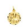 Medalla Ángel de la Guarda con Niño en Oro Amarillo 18K - Borde Tallado 18 mm