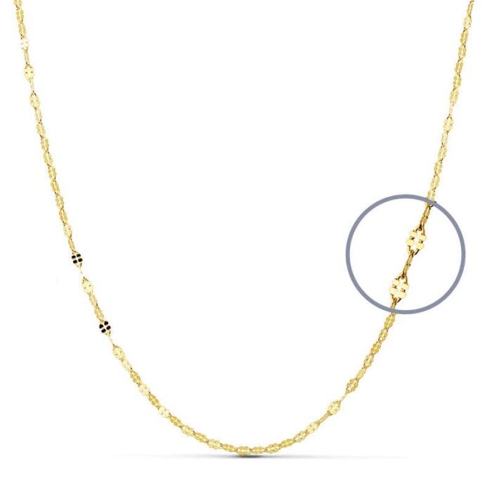 18K CADENA MACIZA ORO AMARILLO DIAMANTADA MACIZA 50CM 2 MM