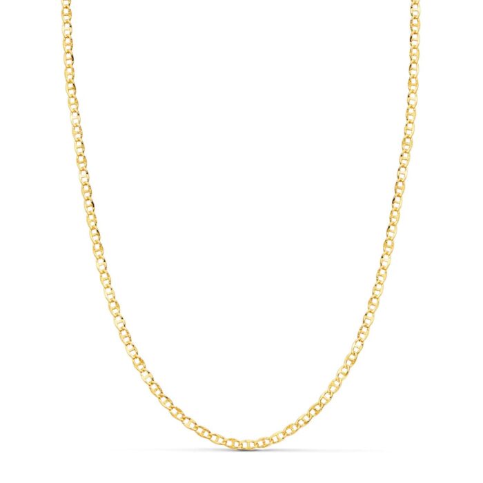 18K CADENA ORO AMARILLO ANCLA HUECA TALLADA LARGO 50CM ANCHO 2 MM