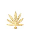 Colgante de hoja de marihuana tallada con texturas en oro amarillo de 18 quilates, tamaño mediano 30x28 mm.