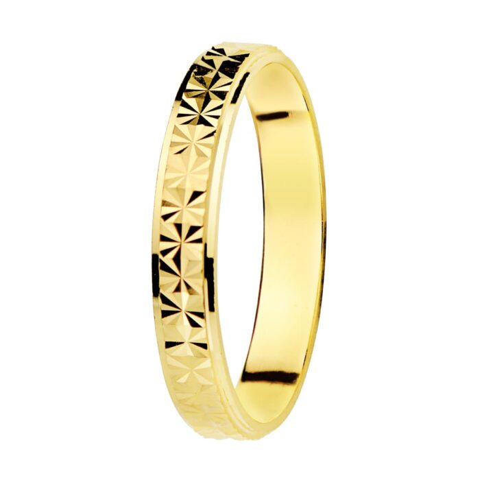 18K ALIANZA ORO AMARILLO DIAMANTADA. ANCHO: 3 MM