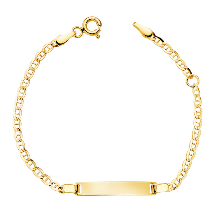 18K ESCLAVA ORO AMARILLO ANCLA ANCHO: 2,2MM. PLACA CHAPA: 20X3,5MM. LARGO: 11,5-2 CM