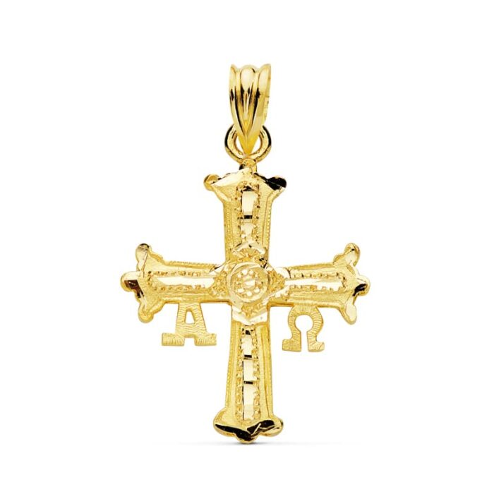 9K CRUZ DE COVADONGA ORO AMARILLO 27X24 MM