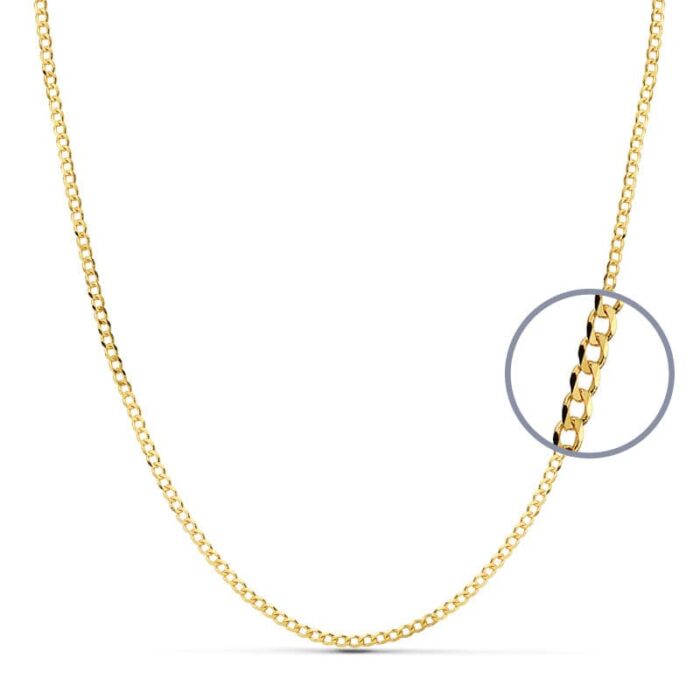 18K CADENA ORO AMARILLO BARBADA 60CM MACIZA 2 MM