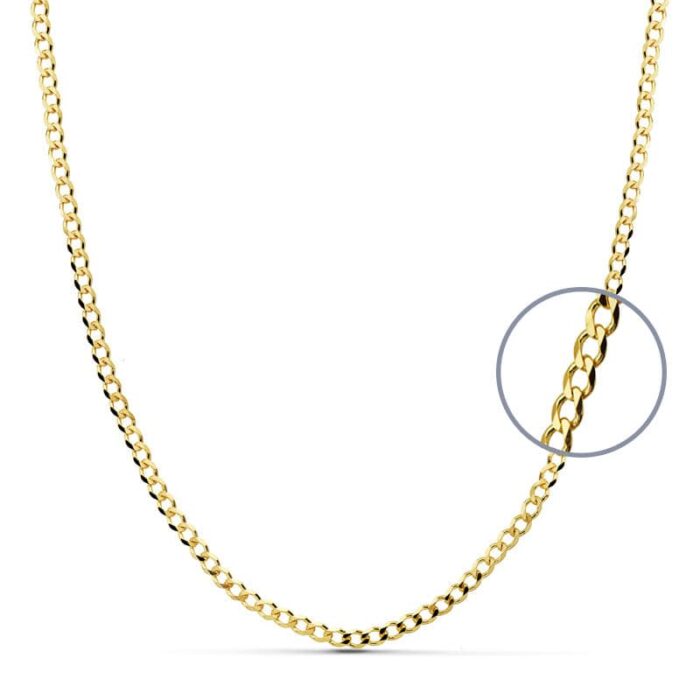 18K CADENA ORO AMARILLO BARBADA MACIZA 60CM ANCHO 2.75 MM