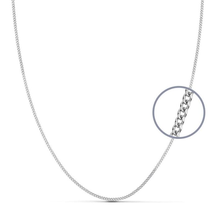 18K CADENA MACIZA ORO BLANCO BARBADA 1 MM 45CM