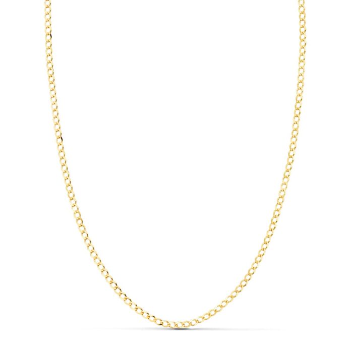 18K CADENA ORO AMARILLO BARBADA MACIZA LARGO 60CM ANCHO 1.5 MM