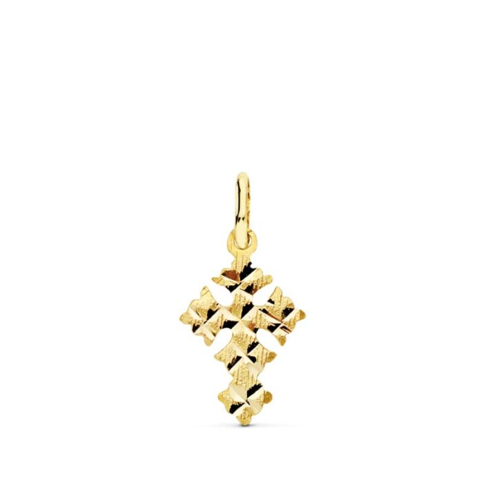 18K CRUZ ORO AMARILLO PEQUEÑA CANJAYAR. 13X8 MM